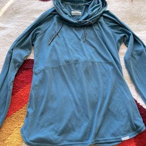 Columbia Omni-Wick Light Weight Hiking Hooded Pullover Size Small Smokey Blue